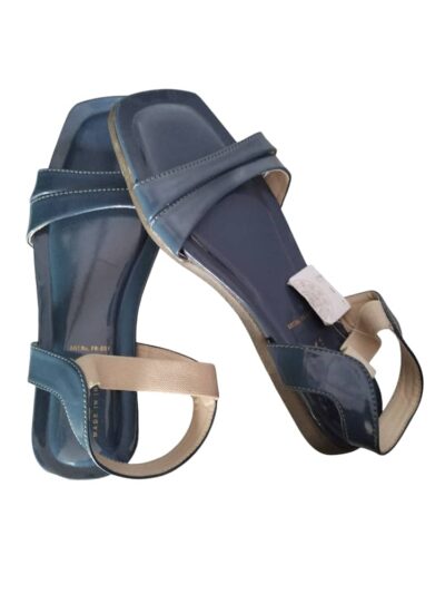Pair of stylish blue and beige ladies sandals in size 40